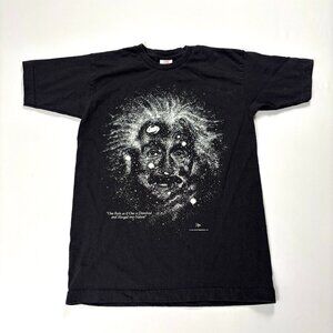 Albert Einstein T Shirt Black Youth Size Small Space Galaxy Science